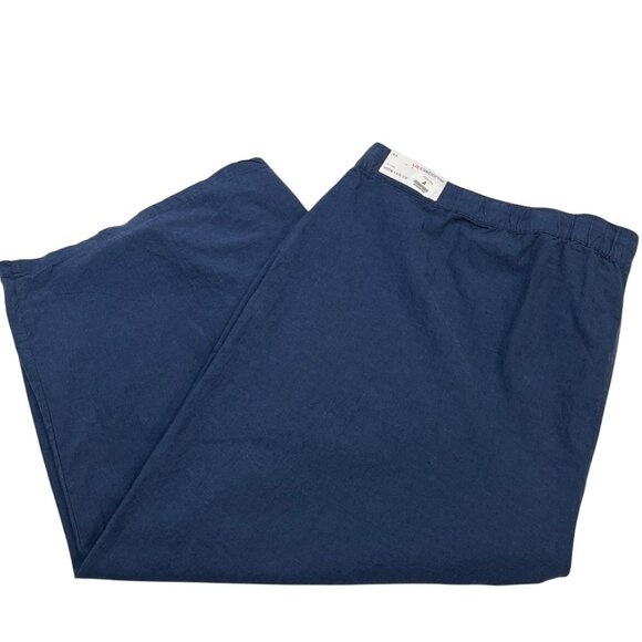 Liz Claiborne Pants - Liz Claiborne Pants Womens 4X Blue Linen Blend Wide Leg‎ Cropped Pull On Comfort